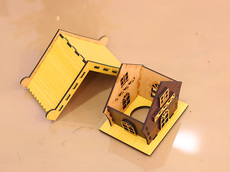 Laser Cut Christmas Decoration LED Night Light Tealight House Design