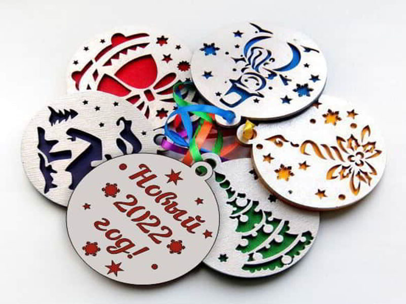 Laser Cut Christmas Pendants Ball Ornament set for Decoration