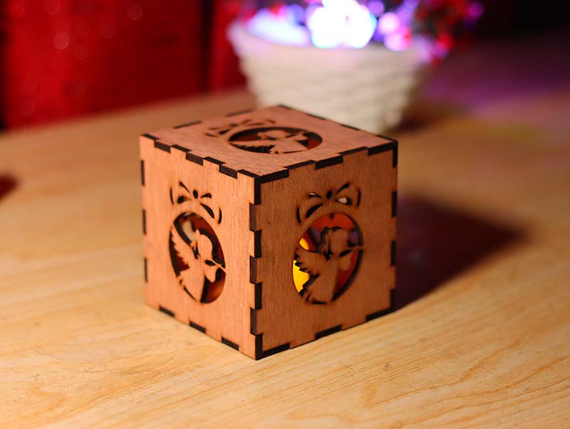 Laser Cut Angle Tealight Box for Christmas Decor Gift Idea