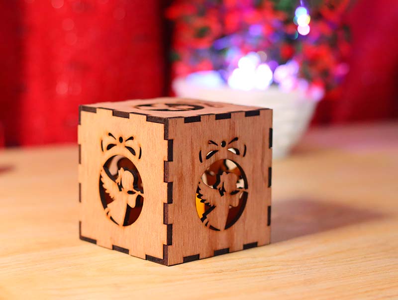 Laser Cut Angle Tealight Box for Christmas Decor Gift Idea