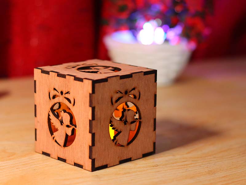Laser Cut Angle Tealight Box for Christmas Decor Gift Idea