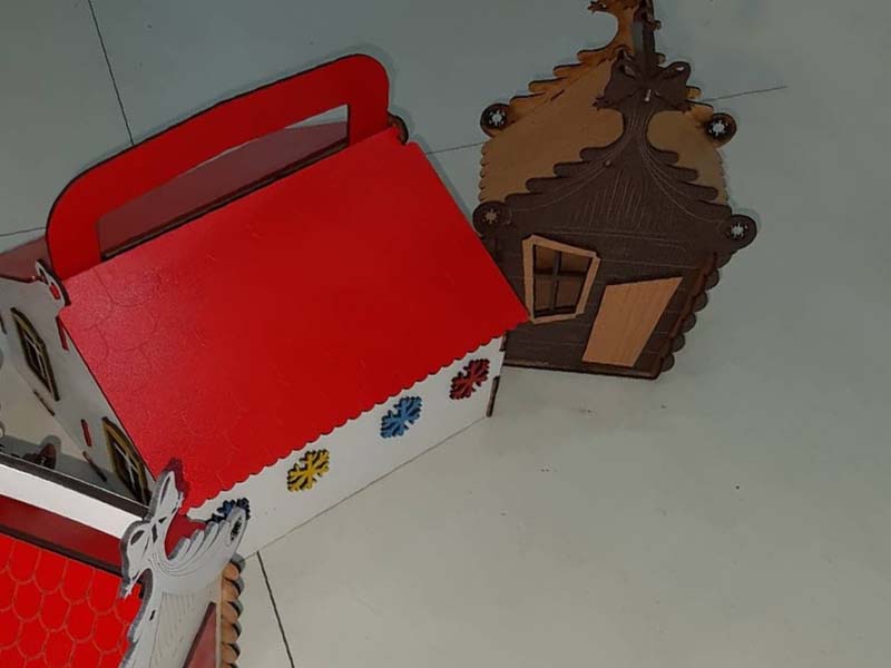 Laser Cut Christmas Candy Gift Box House Design