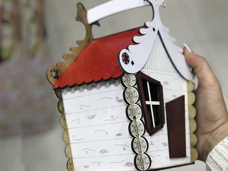 Laser Cut Christmas Candy Gift Box House Design