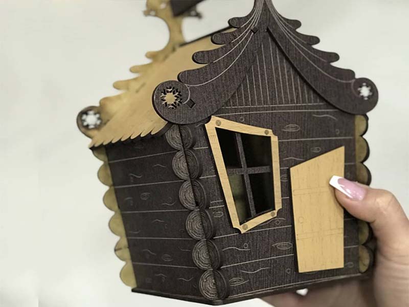 Laser Cut Christmas Candy Gift Box House Design