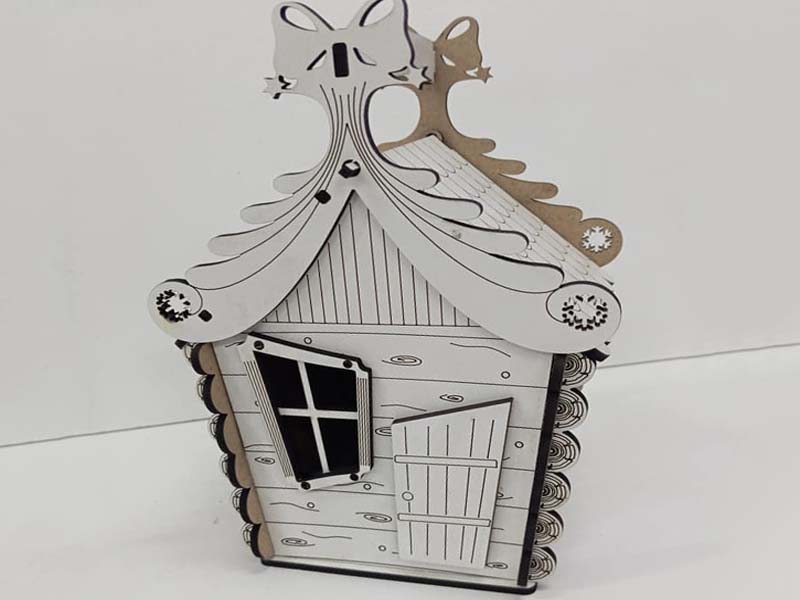 Laser Cut Christmas Candy Gift Box House Design