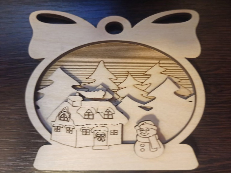 Laser Cut Wooden Snow Globe Christmas Ornament Template
