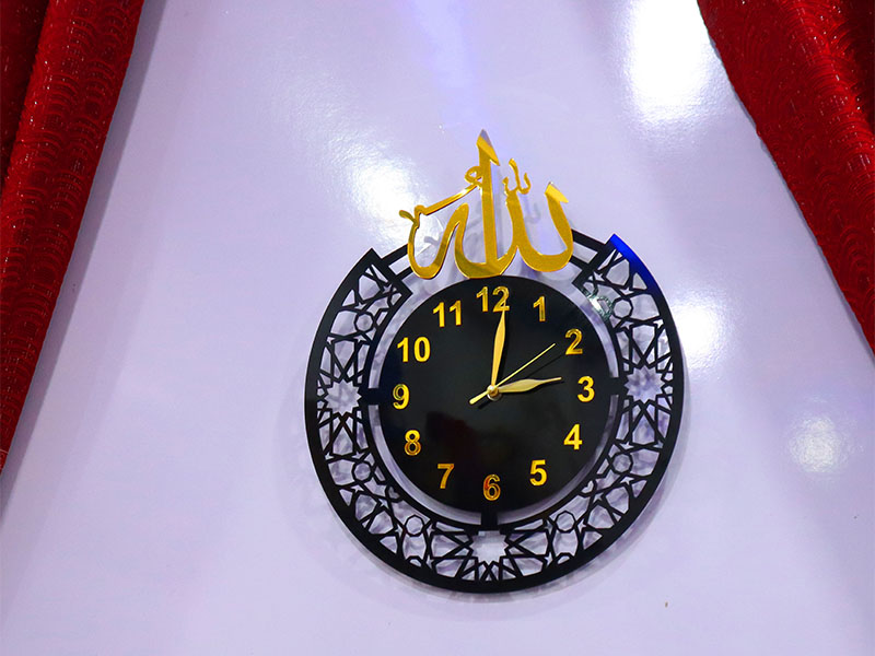 Laser Cut Name of Allah Acrylic Islamic Wall Clock Design