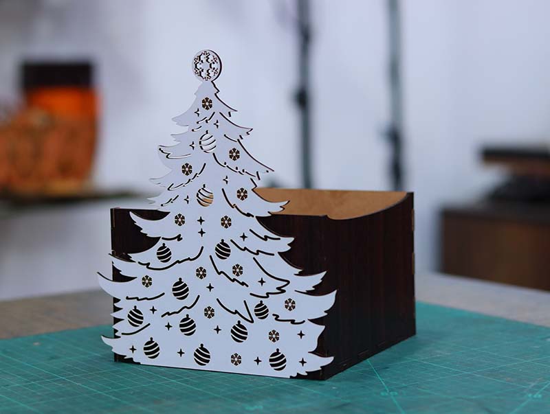 Laser Cut Christmas Tree Flower Basket Christmas Decoration
