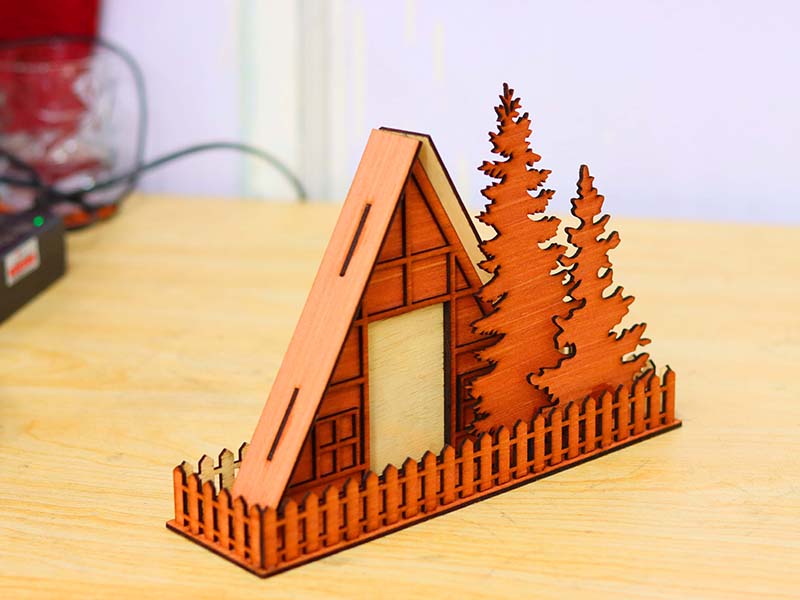 Laser Cut Christmas House Tree Photo Frame Design