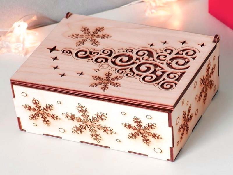 Laser Cut Wooden Christmas Gift Box Template