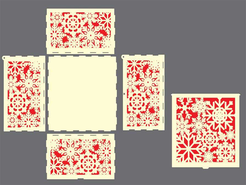Laser Cut Christmas Gift Box with Snowflake Pattern Design