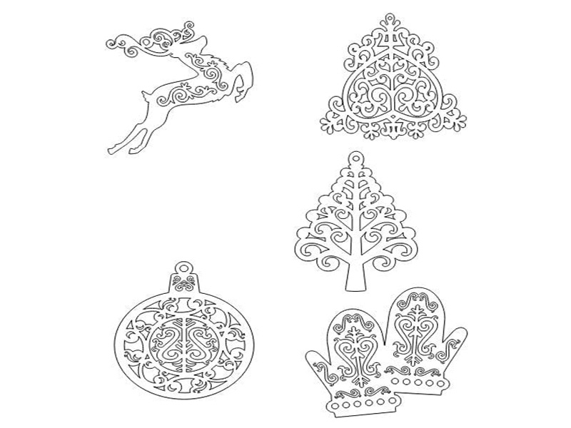 Laser Cut Christmas Ornament Pendant Template for Decoration