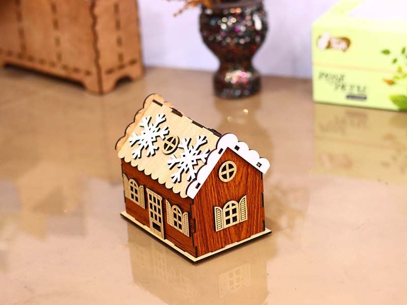 Laser Cut Christmas Tealight Wooden House Design for Christmas Decoration