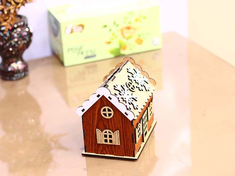 Laser Cut Christmas Tealight Wooden House Design for Christmas Decoration