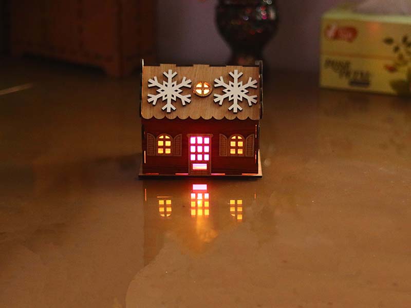 Laser Cut Christmas Tealight Wooden House Design for Christmas Decoration