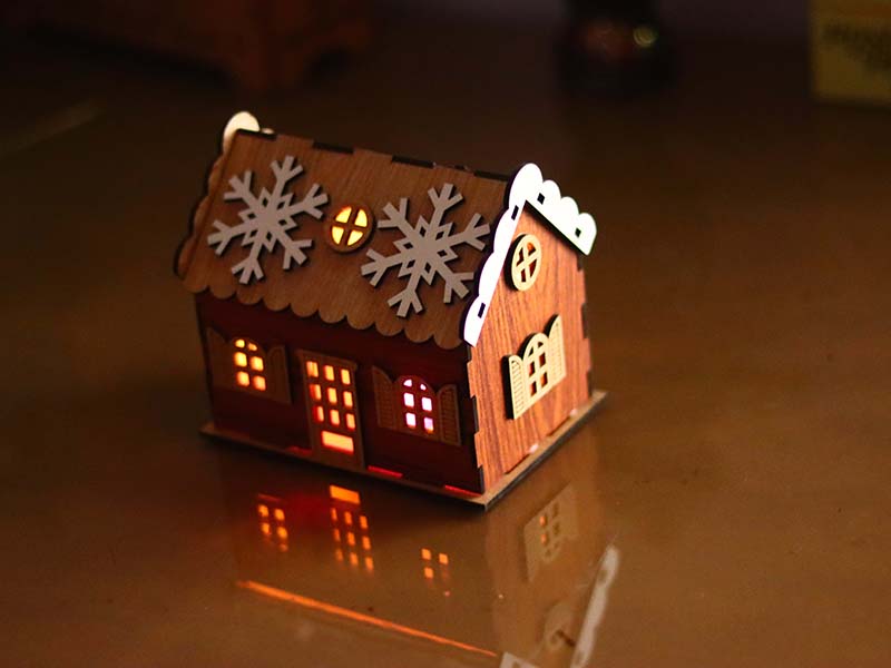 Laser Cut Christmas Tealight Wooden House Design for Christmas Decoration