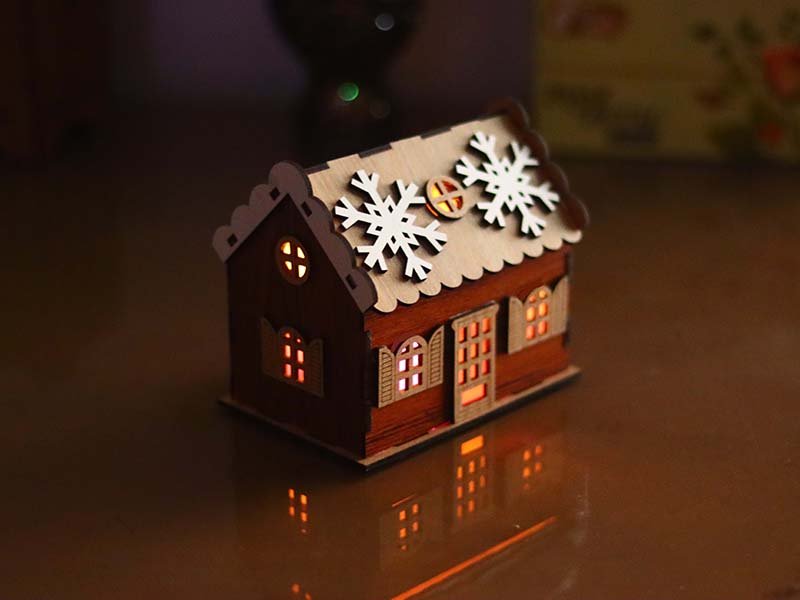 Laser Cut Christmas Tealight Wooden House Design for Christmas Decoration