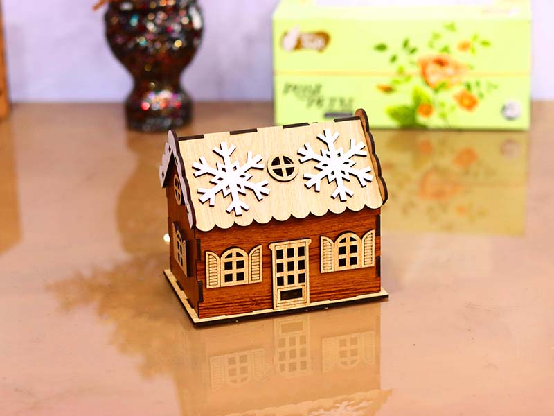 Laser Cut Christmas Tealight Wooden House Design for Christmas Decoration