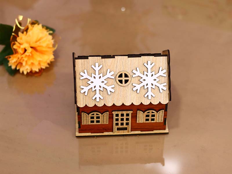 Laser Cut Christmas Tealight Wooden House Design for Christmas Decoration