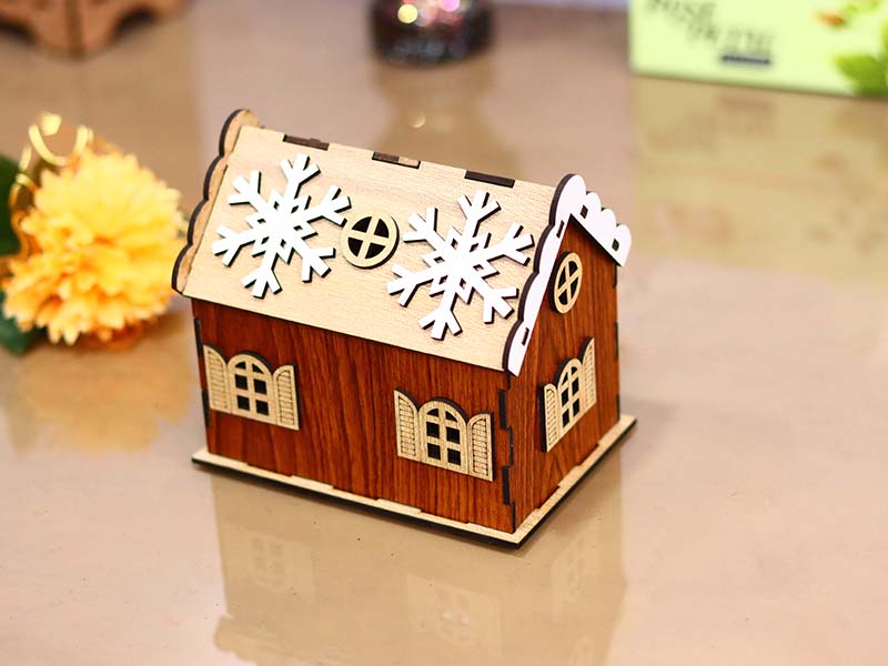 Laser Cut Christmas Tealight Wooden House Design for Christmas Decoration
