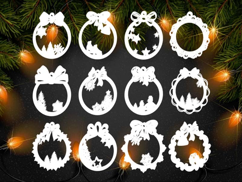 Laser Cut Christmas Ornament Pendant Set for Decorations