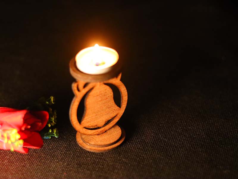 Laser Cut Christmas Bell Tealight Candle Holder