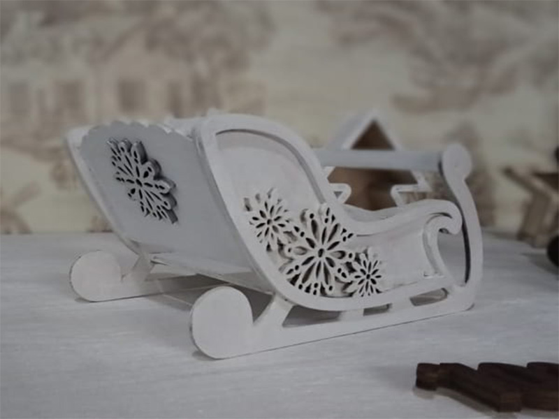 Laser Cut Christmas 3D Puzzle Santa Claus Sleigh Model Kit
