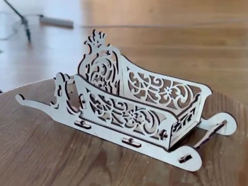 Laser Cut Christmas Sleigh Model for Decoration