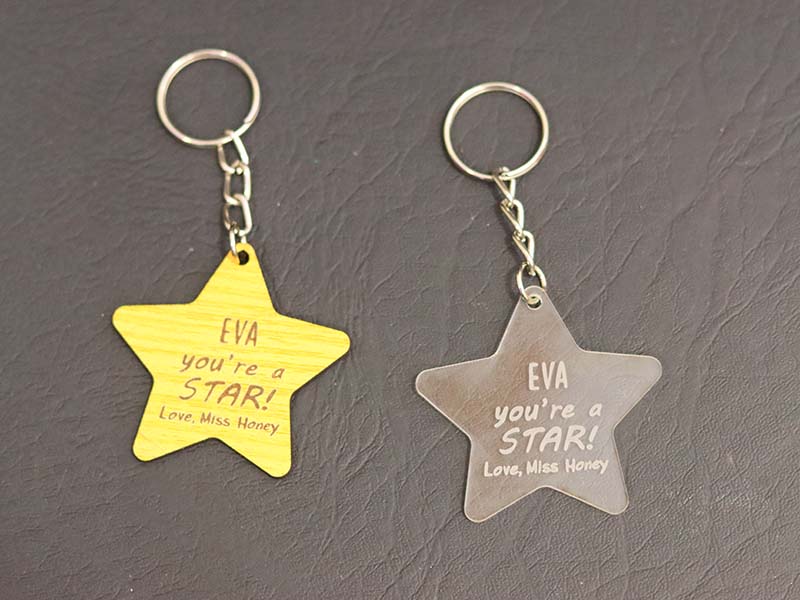 Laser Cut Personalized Christmas Star Keychain Gift Idea