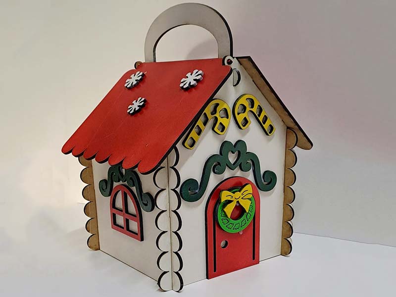 Laser Cut Christmas Gingerbread Gift Box House Design
