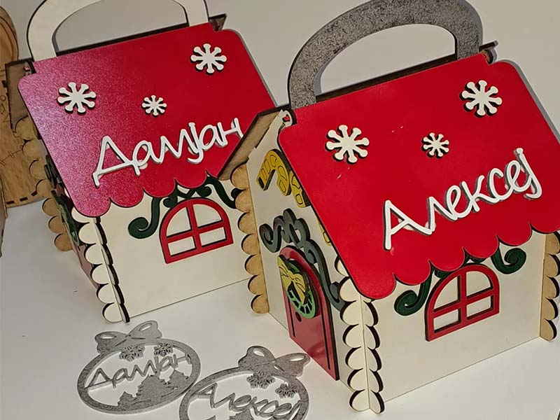 Laser Cut Christmas Gingerbread Gift Box House Design