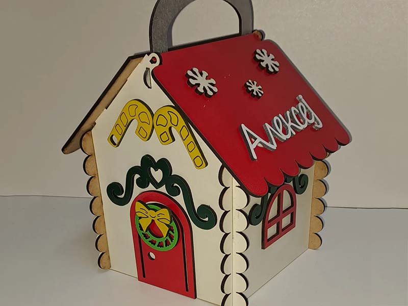 Laser Cut Christmas Gingerbread Gift Box House Design