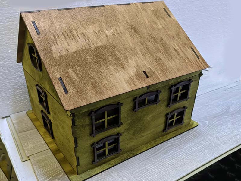 Laser Cut Wooden Dollhouse Shaped Wedding and Christmas Gift Box Design