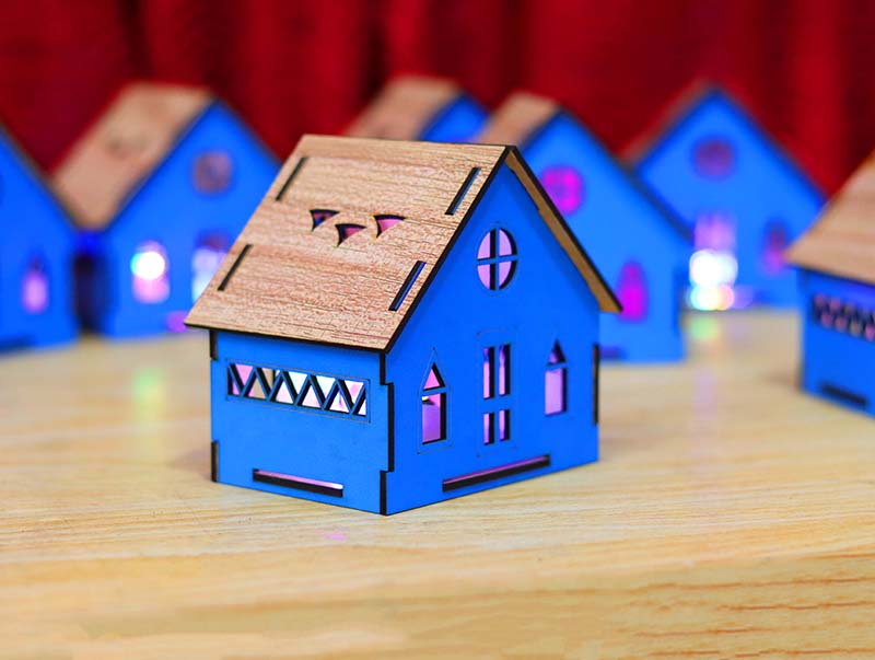 Laser Cut Christmas Tealight House Decoration