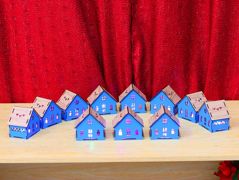 Laser Cut Christmas Tealight House Decoration