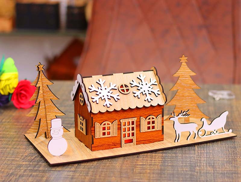 Laser Cut Christmas Nativity Scene 3D Gingerbread Tealight House