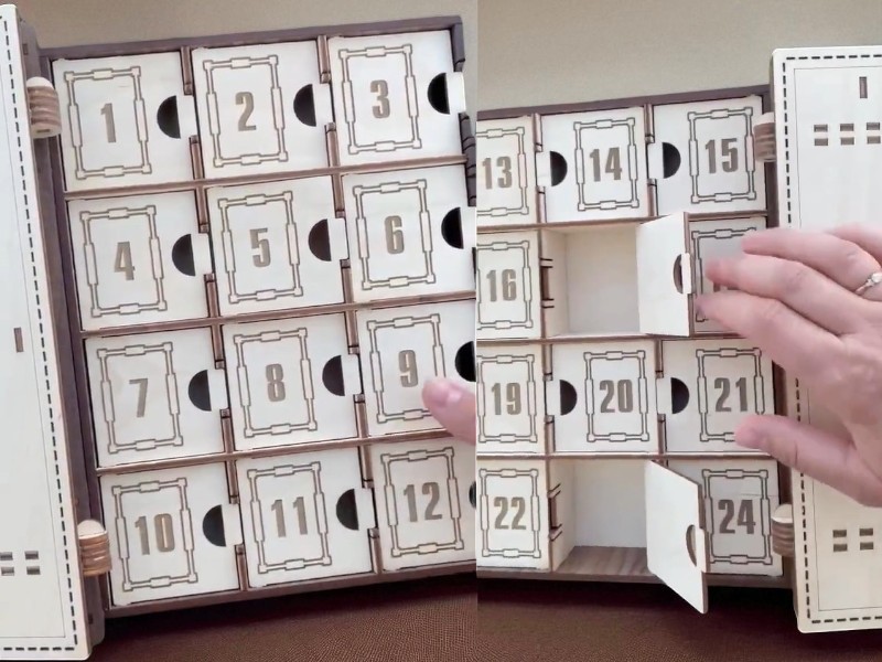 Laser Cut Personalized Christmas Advent Calendar with 24 Drawers