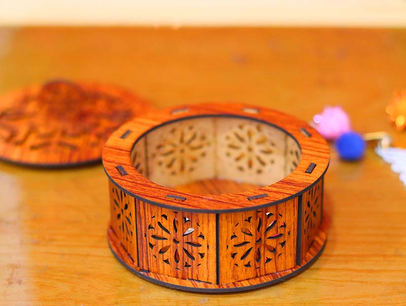Laser Cut Round Jewelry Gift Box Christmas Gift Idea