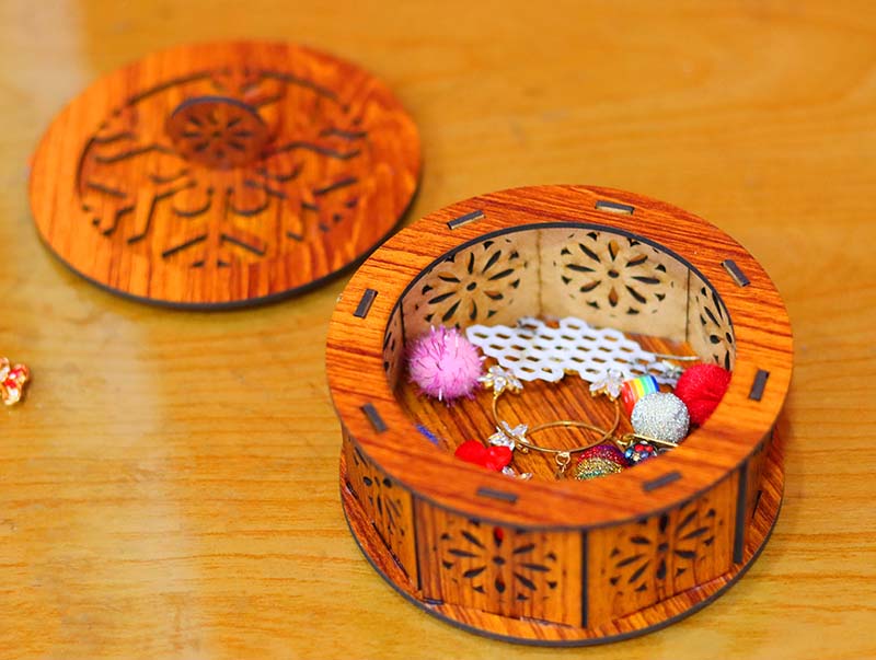 Laser Cut Round Jewelry Gift Box Christmas Gift Idea