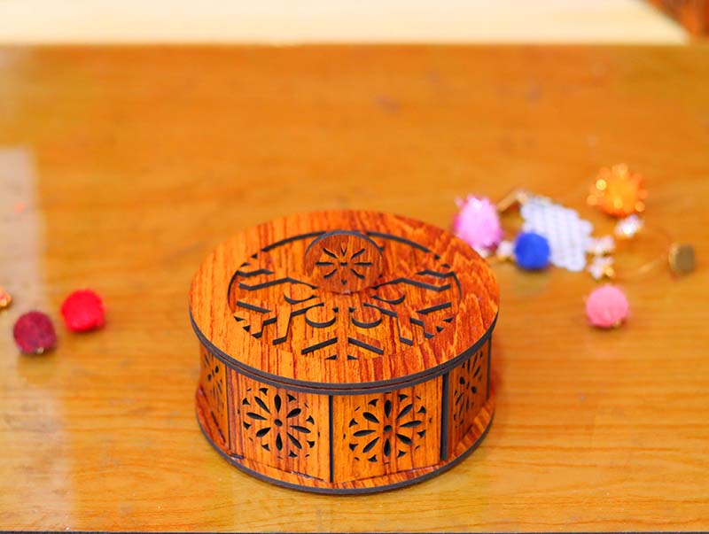 Laser Cut Round Jewelry Gift Box Christmas Gift Idea