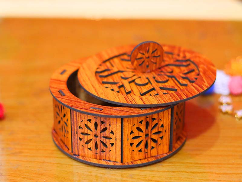 Laser Cut Round Jewelry Gift Box Christmas Gift Idea