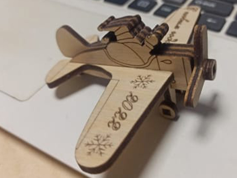 Laser Cut Santa Claus 3D Wooden Airplane Christmas Decoration