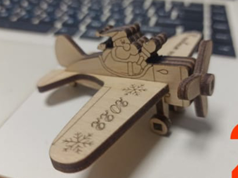 Laser Cut Santa Claus 3D Wooden Airplane Christmas Decoration