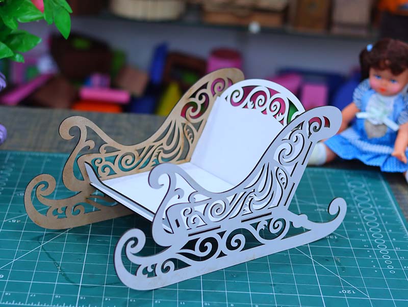 Laser Cut Christmas 3D Wooden Santa Sleigh Model Kit