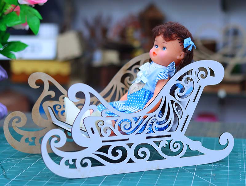 Laser Cut Christmas 3D Wooden Santa Sleigh Model Kit
