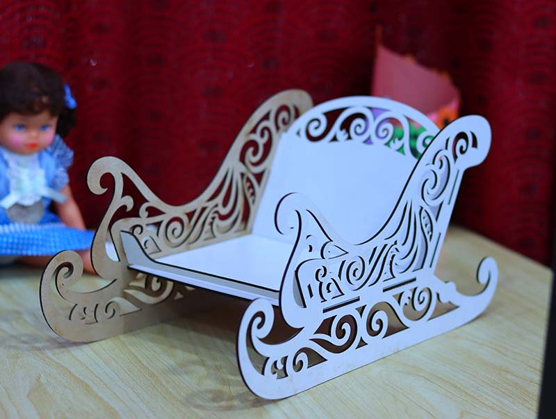 Laser Cut Christmas 3D Wooden Santa Sleigh Model Kit