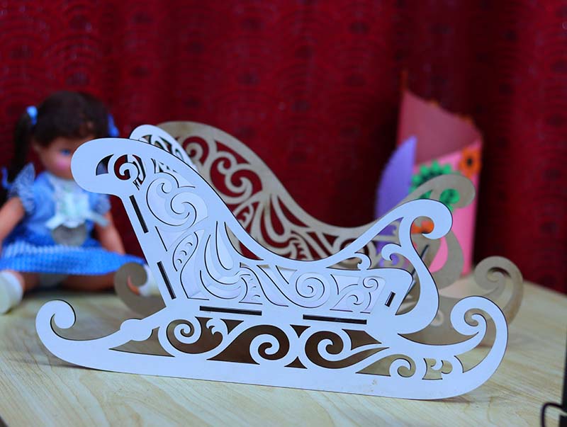 Laser Cut Christmas 3D Wooden Santa Sleigh Model Kit