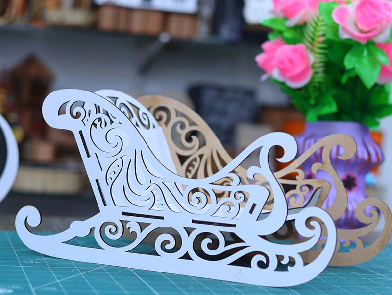 Laser Cut Christmas 3D Wooden Santa Sleigh Model Kit