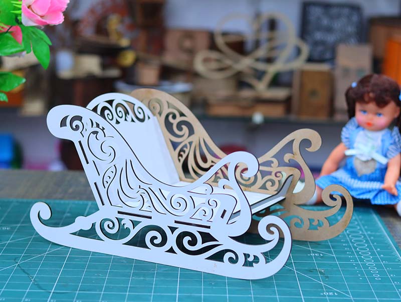 Laser Cut Christmas 3D Wooden Santa Sleigh Model Kit
