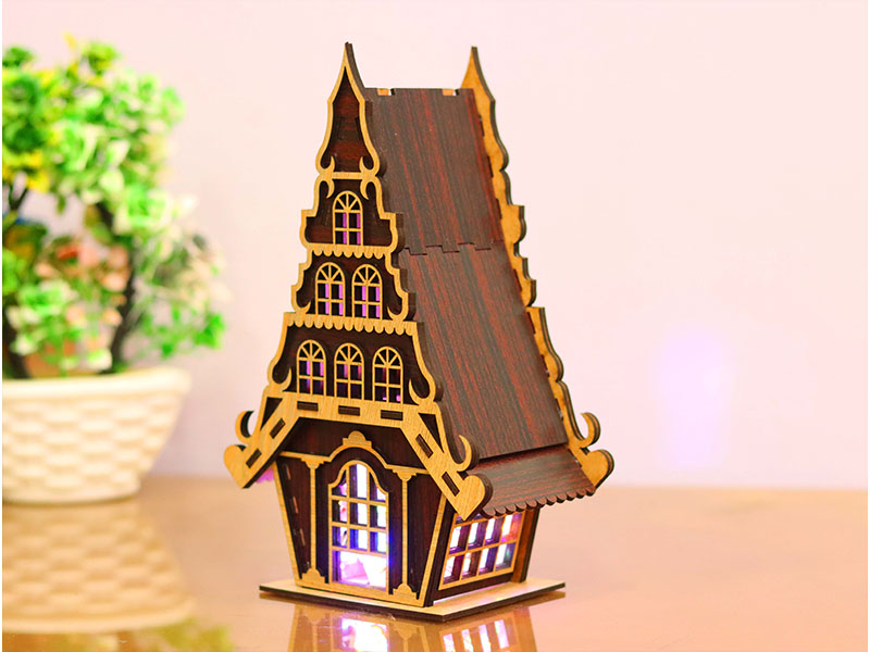 Laser Cut Christmas Tea Light House Design Model